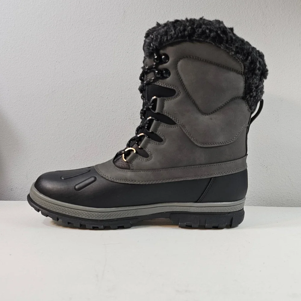 Lugz‎ Men's Anorak Waterproof Winter Boots Black Grey Lace Up Fur Lined Sz 9
